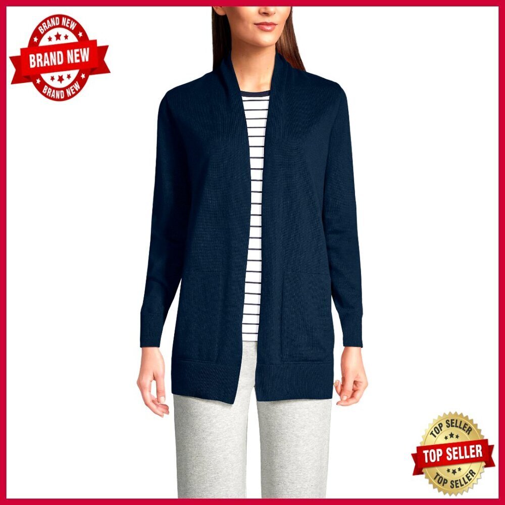 Long Sleeve Open Cardigan Sweater, 100% Cotton, Oversized Fit, Pockets